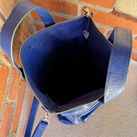 Fossil💙Riley Leather Large Fold Over Crossbody Satchel/Tote Bag w/Bow Scarf - Picture 12 of 15